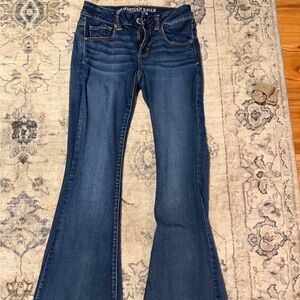 American Eagle Outfitters Women's Dark Blue Flare Jeans